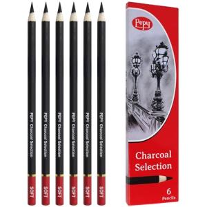 Pepy Professional Soft Charcoal Pencil Set of 6