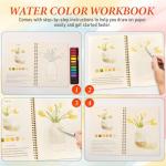 Beginner Watercolor Workbook with Paints and Brush