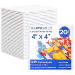 Mini Canvas 4x4 Inch - 20 Pack for Artists