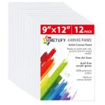 12 Pack 9x12 Inch Primed Canvas Boards
