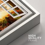 Framed Canvas Print: Autumn Park Bench Scene