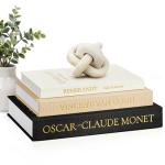 JARLINK Set of 3 Decorative Faux Linen Books