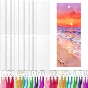 DIY Watercolor Paper Bookmarks with Colorful Tassels