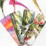 DIY Watercolor Paper Bookmarks with Colorful Tassels