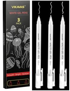 VIKAVAS White Gel Pen Set for Dark Paper