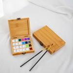 Watercolor Wooden Palette Box with Half Pans