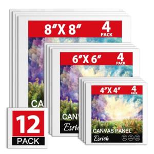 Set of 12 Blank Painting Canvas Boards