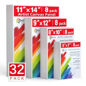 32-Pack Kids' Paint Canvas Boards - 100% Cotton