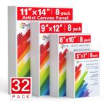 32-Pack Kids' Paint Canvas Boards - 100% Cotton