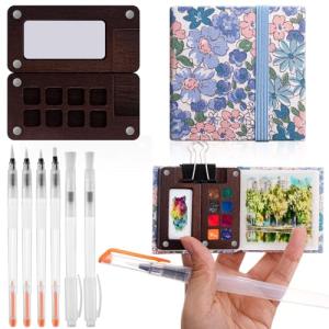 Mini Portable Watercolor Palette Set with Accessories