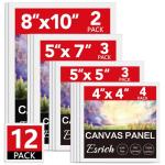 ESRICH 12-Pack Blank Canvas Boards for Painting