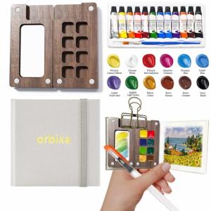 Mini Watercolor Paint Set with Palette and Brushes