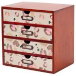 Leopard Print Wooden Desk Organizer with 4 Drawers