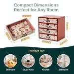 Leopard Print Wooden Desk Organizer with 4 Drawers