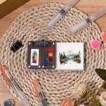 Mini Portable Watercolor Palette Set with Accessories