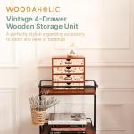 Leopard Print Wooden Desk Organizer with 4 Drawers