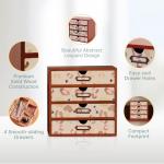 Leopard Print Wooden Desk Organizer with 4 Drawers