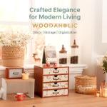 Leopard Print Wooden Desk Organizer with 4 Drawers