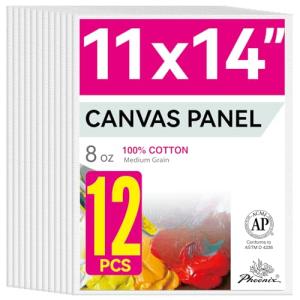Phoenix 11x14 Inch Canvas Panels, 12 Pack
