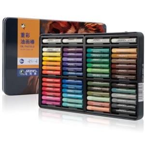 48-Color Oil Crayon Set with 4 White Pencils