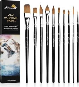 10-Piece Professional Watercolor Brush Set