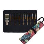 30 Pocket Brush Roll Up Bag - Leaf Design