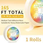 White Medium Tack Artist Masking Tape, 1" x 165FT