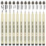 Qionew Black Micro-Pen Fineliners, 12-Pack