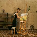 Adjustable H Frame Floor Art Easel with Wheels