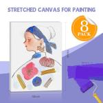 12x16 Inch Stretched Canvas, 8 Pack for Painting