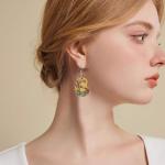 Wooden Artist Palette Dangle Earrings for Women