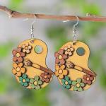 Wooden Artist Palette Dangle Earrings for Women