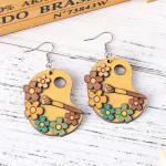 Wooden Artist Palette Dangle Earrings for Women
