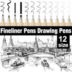 12 Pack Waterproof Micro-Pens for Drawing and Journaling