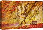 Watercolor Bench in Autumn Park Canvas Print