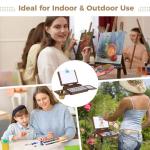 Portable Wooden Watercolor Set with 24 Wells