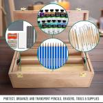 Multi-Function Wooden Artist Supply Box with Tray