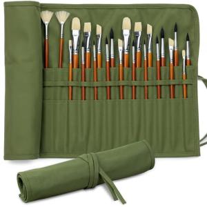 Dugato 30-Slot Roll-Up Brush Holder - Army Green