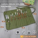 Dugato 30-Slot Roll-Up Brush Holder - Army Green