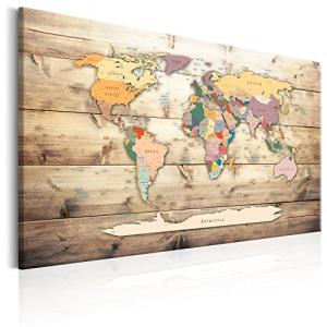 World Map Pinboard with 50 Pins – 35x24 in