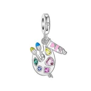 Sterling Silver Artists Palette Dangle Charm