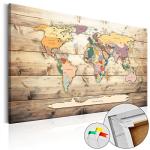 World Map Pinboard with 50 Pins – 35x24 in