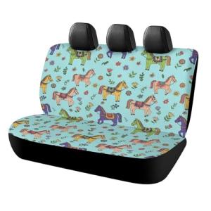 Floral Horse Art Car Seat Cover for Back Seats