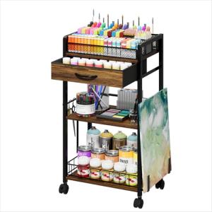 Homsorout 3-Tier Rolling Cart for Art Supplies
