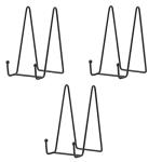 6-Inch Black Plate Stands, Set of 3