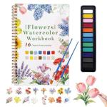 Watercolor Workbook: Flowers Painting Kit for Kids
