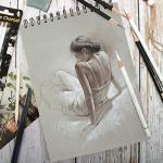 Brusarth White Charcoal Pencils Set - 3 Pieces