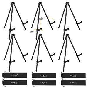 6 Pack Adjustable Black Tabletop Easels with Bags