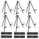 6 Pack Adjustable Black Tabletop Easels with Bags