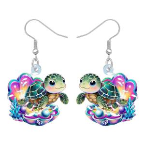 Blue Sea Turtle Dangle Earrings for Beach Lovers